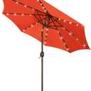 Blissun 9 ft Solar Umbrella, 32 LED Lighted Patio Umbrella, Table Market Umbrella, Outdoor Umbrella for Garden, Deck, Backyard, Pool and Beach (Orange)