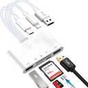 7-in-1 Memory Card Reader Universal Card Reader for iPhone/iPad with USB/USB C Connector & SD/TF Card Slots USB OTG Adapters Supports SD/Micro SD/SDHC/SDXC/MMC Memory Cards Plug and Play