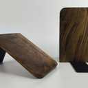 Wood Book Ends for Shelves, Non-Skid Wood Bookends, Heavy Duty Book Stand Support for Books and Movies (Walnut-1 Pair, Large)