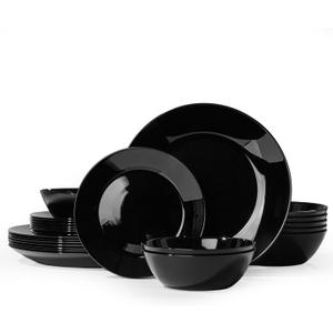 24-Piece Plates and Bowls Set, Glass Dinnerware Sets for 8