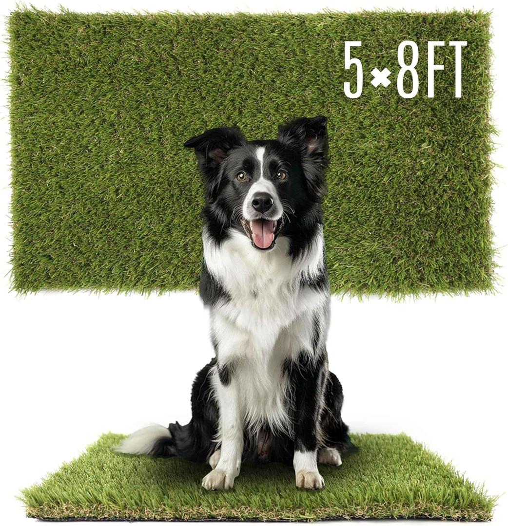 1.38" Artificial Grass Turf 5 x 8 FT, Indoor Outdoor Garden Lawn Landscape Patio Turf Grass Rug, Dog Grass Turf Pads Mat, Thick Fake Faux Turf, Dog Pets Grass Mats for Puppy Training