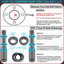 iBroPrat 2 Sets Trailer Hub Kit 4 Bolt 4, Trailer Axle Kit for 2000 lb 4 Lug Trailer Hub Fits 1" and 1-1/16" Spindle with Extra Dust Cap and Rubber Plug