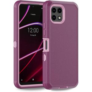Anloes Case for T-Mobile Revvl 7 5G, Phone Case Heavy Duty Shockproof Dustproof Rugged Protective, 3 in 1 Bumper Cover for Revvl 7 5G(Without Built-in Screen Protector) (Purple)