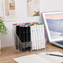 Yesesion Clear Pen Holder, Pen Organizer for Desk, Pencil Cup for Home Office, School Supplies, Art Stationery, Desktop Storage and Accessorizes for Card, Marker, Remote Control