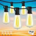 100+10FT LED Outdoor String Lights, Patio Deck Lights with 50+4 Shatterproof ST38 Edison Bulbs, Dimmable Warm White Waterproof Outside Hanging Lights Connectable for Backyard Porch Garden (100FT+10FT Cord (50 Bulbs))