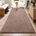 PURRUGS Dirt Trapping Door Mat 31.5" x 70", Non-Slip Machine Washable Entryway Rug, Dog Doormat, Indoor Front Door Mat, Super Absorbent Entry Rug for Muddy Shoes & Paws, Brown-Light Cream