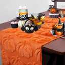 3D Halloween Indoor Decoration Table Runner - White Ghosts Soft Plush Faux Fur Fabric Holiday Home Kitchen Dining Party Table Decor 13x72 Inch Long