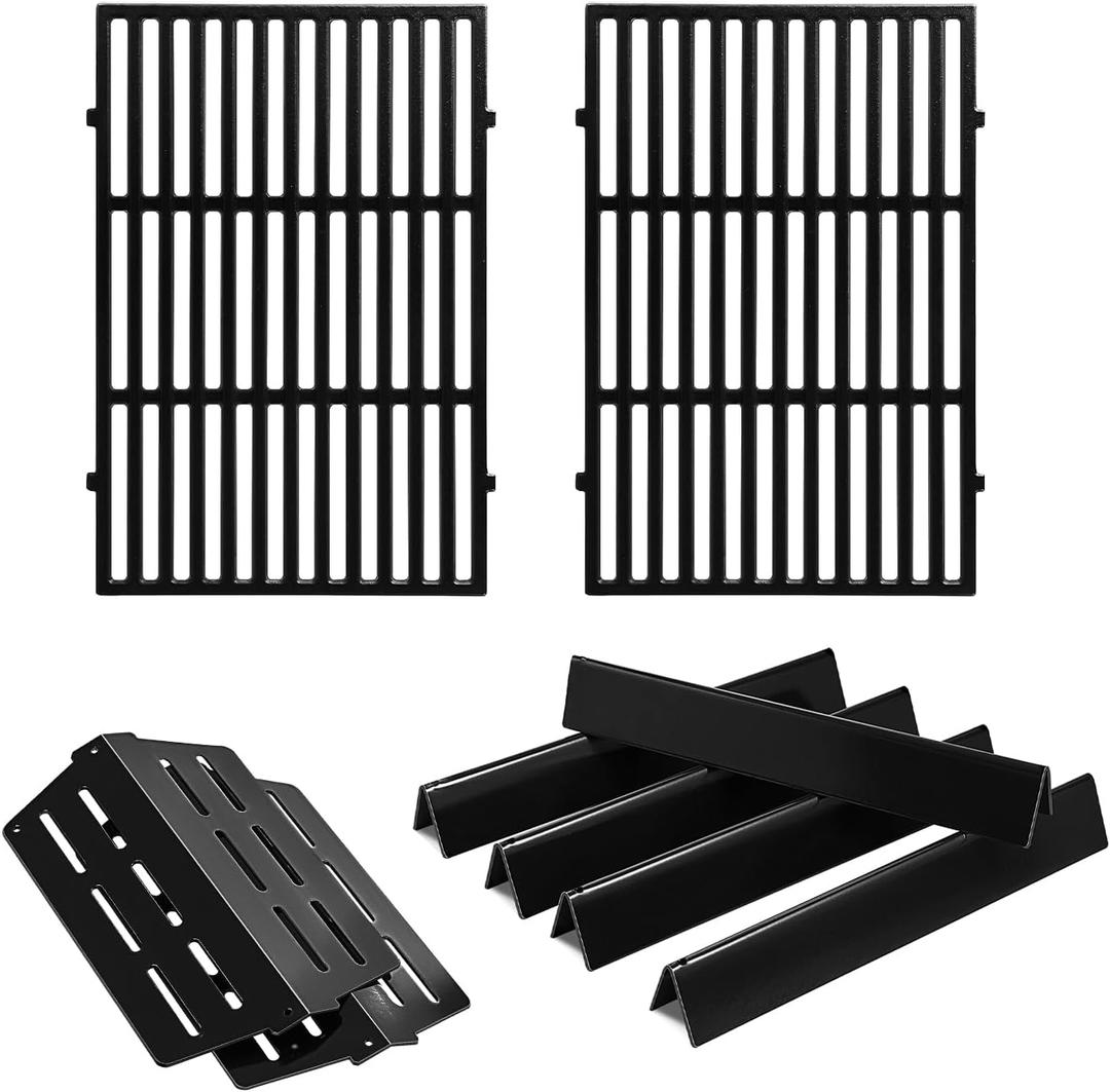 7620 7621 62783 Flavorizer Bars 65505 Heat Deflectors 7524 Grill Grates Genesis E-310 Grill Replacement Parts for Weber Genesis E310 E-330 S330 EP310 S-310 S-320 S310 EP330 330 E330 Grill Parts (2 x Grates+5 x Flavorizer Bars+2 x Heat Deflector)