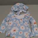 Baby Girls One Piece Swimsuit Long Sleeve Newborn Infant Floral Bathing Suit+Hat 2Pcs, Size: 12-18 Months, Blue+Daisy