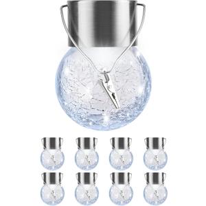 Solar Lights Outdoor Hanging Decorative Globe 8 Pack, Waterproof Solar Lantern with Handle and Clip, Solar Powered Glass Ball Lights for Garden Yard Fence Tree Umbrella Holiday Dcor, Cold White