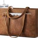 LOVEVOOK Laptop Tote Bag for Women,17.3 Inch Work Bags PU Leather Teacher Tote Bag,Waterproof Quilted Computer Bag for Office Professional Briefcase Gifts