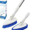 Qaestfy Shower Bathtub Tub Tile Scrubber Cleaning Brush with 51'' Handle, 1 Non-Scratch Scouring Pads, Adjustable Long Handled Scrub Brush for Cleaning Shower Bathroom Vessel Sinks Toilet Wall Floor