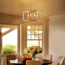 8-Light Brushed Nickel Chandelier 26 Inch Large Dining Room Light Fixture Geometric Metal Modern Pendant Hanging Ceiling Lamp for Kitchen Island Living Room Entryway