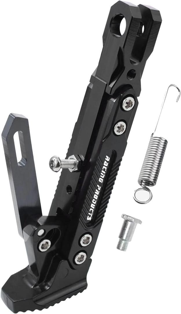 Universal Motorcycle Kickstand Adjustable Foot Side Support Parking Kickstand for Electric Motorbike Parking Foot Side Support Stand (Black)