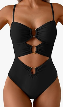 Eomenie One Piece Swimsuit for Women Ring Linked Monokini Sexy Bathing Suit Cutout Swim Suit M