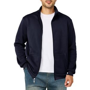 Men's Fleece Jacket Casual Zip up Lightweight Sweatshirts Athletic Outdoor Sweater Jackets with Pockets (Large, Navy Blue)