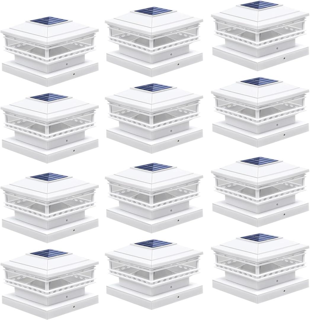 TWINSLUXES Solar Post Lights Outdoor,25LM Solar Fence Post Cap Lights,Waterproof,2 Light Modes,Fit 3.5x3.5in 4x4in 5x5in Wooden Post or PE Column,Solar Deck Lights for Garden Patio Lights Decoration (White)