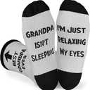 2 x Veachog Best Dad Grandpa Socks for Men, Funny Fathers Day Birthday Gifts for Grandpa Dad Daddy to be Gifts for Grandfather (Grandpa Isnt Sleeping Grey)