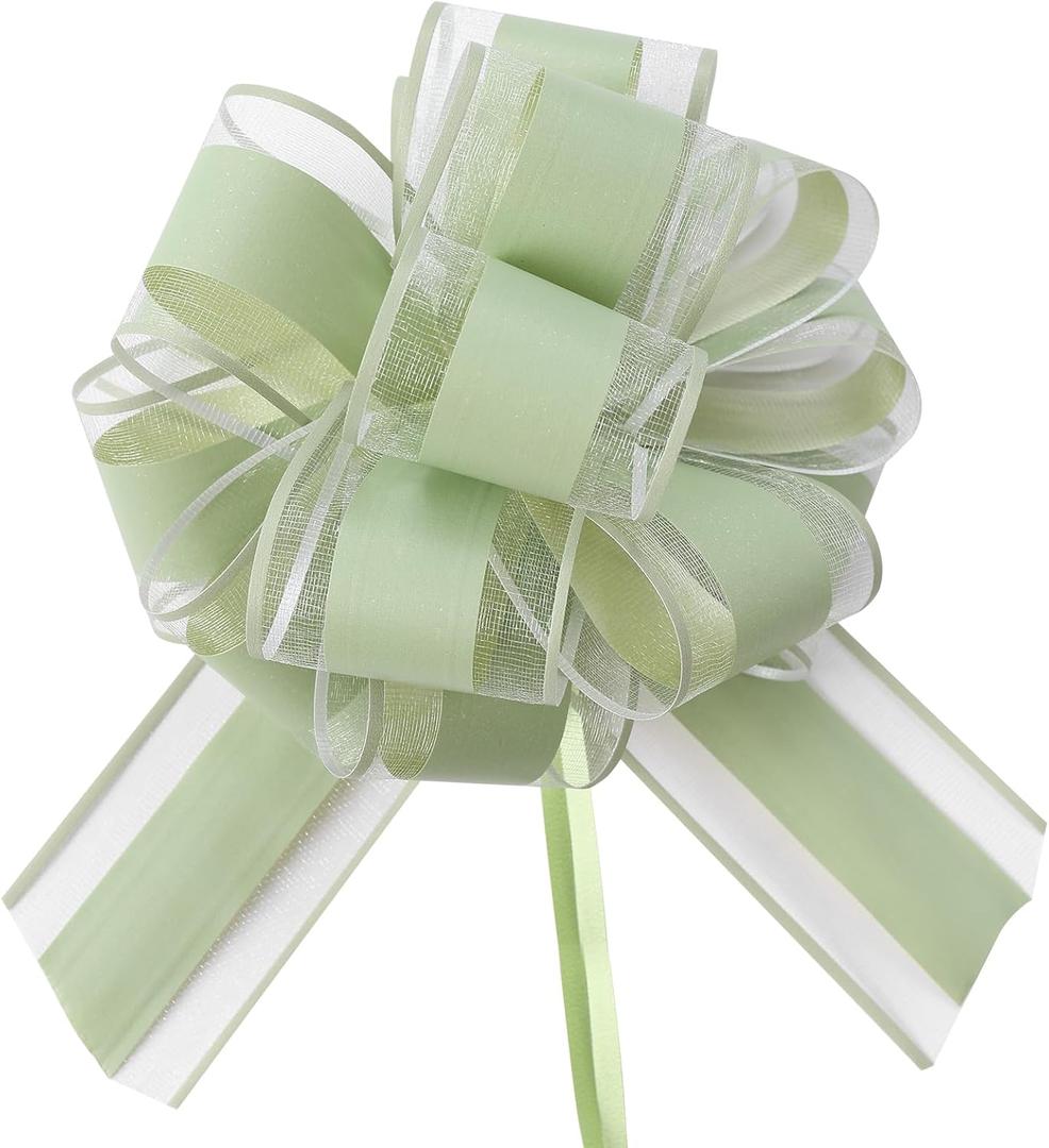 2 x Green 8 PCS Large Pull Bows,Bow for Gift Wrapping,6 inches, Wrapping Christmas, Party Birthday Gift Wedding, Valentine's Day Decorations for Boxes or Flowers