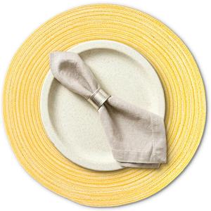 AHHFSMEI Round Braided Placemats Set of 6 Woven Table Mats for Dining Table Heat Resistant Easy to Clean Perfect for Kitchen & Home Decor (Yellow)