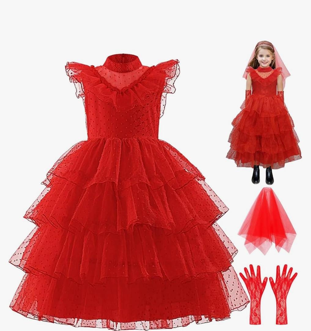 Girls Halloween Costumes Ghost Red Bride Dress Up Cosplay Costume Pageant Dress Party Cosplay 170