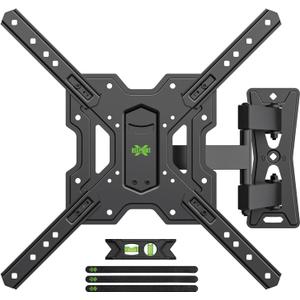 USX MOUNT UL Listed Full Motion TV Mount, Swivel Articulating Tilt TV Wall Mount for 26-55Inch LED, 4K, Wall Mount Bracket with VESA 400x400mm Up to 77lbs, Perfect Center Design -XMM006-1