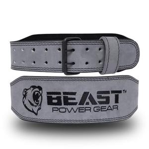 Beast Power Gear Weight Lifting Belt - 4” Genuine Leather For Lower Back Support Bodybuilding Squat Deadlift Cross Strength Training Weightlifting Gym Belt For Men Women (Gray 4", Medium 28" - 33")