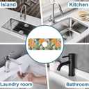 Abstract Leaves Sink Faucet Absorbing Mat Boho Leaves Super Absorbent Fast Drying Mat Sink Gadgets Behind Faucet Sinkmat for Kitchen Bathroom, 15.5"x5.5"