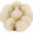 12 Pieces Faux Fur Pom Pom Balls Fur Fluffy Pompom Ball with Elastic Loop for Hats Shoes Scarves Gloves Scarves Bag Key Chain Charms Accessories (Cream)