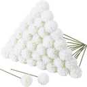 36 Pcs Artificial Flowers Chrysanthemum, Fake Hydrangea Flowers with Stems Ball Bouquet for Home Office Coffee House Table Parties Wedding and Baby Shower Decoration (Bright White)