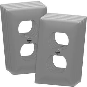 ENERLITES Duplex Wall Plates Kit, Home Electrical Outlet Cover, 1-Gang Standard Size, Unbreakable Polycarbonate Material, 8821-GY-10PCS, Gray, 10 Pack, Grey, 10 Count