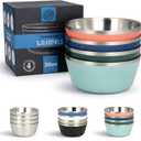 Stainless Steel Insulated Bowls for Kids and Adults - Set of 4-20 Oz Double Wall Metal Bowls for Ice Cream, Soup, Cereal, Snack, Rice Dish, Camping (Assorted 2 (Navy, Green, Teal Blue, Coral))