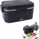 Electric Lunch Box for Adults, 1.8L Portable Heated Lunch Box with Bag for Office, Food Warmer LunchBox with Fork and Spoon for Home Car Truck (Black)
