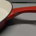 Crock-Pot 10 Inch Enameled Cast Iron Skillet with Handles - Ideal for Searing, Roasting, Frying - Even Heat Distribution, Pour Spouts - Oven-Safe & Stovetop Safe (Red)