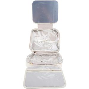 Travel Cosmetic Organizer with Full Screen Mirror, Portable Dual Zipper Makeup Bag and Hanging Hook Travel Makeup Organizer Case for Travel Punk