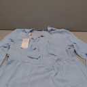 KIRUNDO Long Sleeve Dresses Women 2026 Casual Spring Summer Ruffle Mock Neck, Blue, Size L