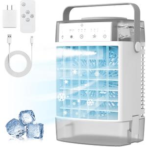 Portable Air Conditioners, Personal Mini Air Conditioner With 1000ml Water Tank, 2/4/6H Timer, USB Charging Small Cooling Fan (Include 5V 2A Adapter) For Indoor Office Bedroom, 3-in-1 Portable AC Unit (Gray)