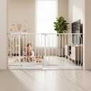 Extra Wide Baby Gate for Doorways Stairs Living Room Pressure Monuted Walk Through Safety Gate for Kids or Pets Dogs 62 Inch to 67 Inch Wide with Extensions