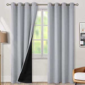 BGment Light Grey Blackout Curtains for Bedroom Window 84 Inch Length 2 Panels Set, 100% Light Blocking Thermal Insulated Grommet Drapes for Living Room Darkening with Black Liner, 52 Inch Wide Each