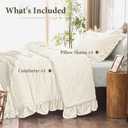 JOLLYVOGUE Ivory Twin Size Comforter Set, 2 Pieces Seersucker Lightweight Fluffy Bedding Set, Twin Ruffle Comforter, All Season Soft Microfiber Shabby Chic Bed Set