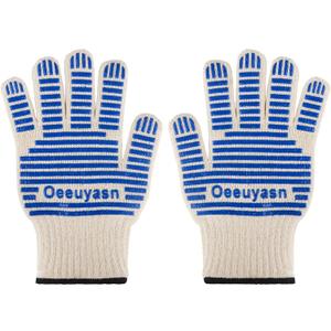 2PCS Super Heat Resistant Oven Gloves, 1472 High Temp BBQ Grill Gloves, Silicone Non-Slip Oven Mitts with Fingers, for Barbecue, Grilling, Cooking, Baking