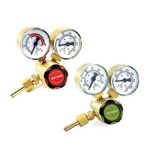 KOLENSA Dual Welding Gas Gauges, Oxygen (CGA-540) Acetylene (CGA-200) Regulators Combo (2 PCS), Full Brass Kit for Portable Tanks Compatible with Victor Torch Cutting