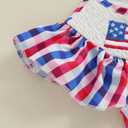 Bonangber Fourth of July Baby Girl Outfit Plaid Print American Flag Romper Smocked Bodysuit Cute Baby Girl 4th of July Outfit(G-Blue American Flag,12-18 Months) (Blue)