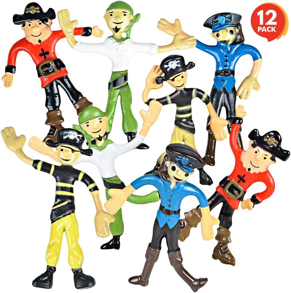 ArtCreativity Bendable Pirate Figures - Set of 12 Flexible Pirate Toy Figures for Kids, Fun Party Favors & Goody Bag Stuffers, Stress Relief Fidget Toys for Boys & Girls, Great Piata Fillers