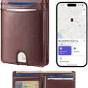 Miroddi Premium Leather Mens Wallet, Works with Apple Find My, RFID Blocking Smart Wallet for Men, Holds up to 10 Cards, Slim Bifold Credit Card Holder with Cash Slot, Wireless Rechargeable, Brown