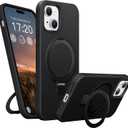 Soft Liquid Silicone Case for iPhone 13/14 with Magnetic Invisible Stand, Military Grade Shockproof Protection, Anti-Scratch Microfiber Lining Covers for iPhone 14/13, Black