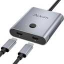 Alxum Bi-Directional USB C Switch - 2 in 1 Out/1 in 2 Out 2 Computers Share 1 Monitor,KVM Switches Support 8K@60Hz Video 10Gbps Data Transfer, USB-C Cables Included