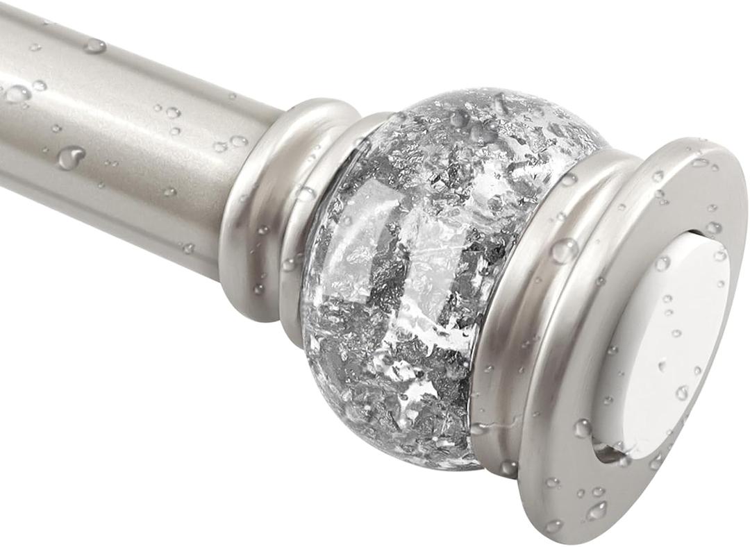 Shower Curtain Rod 27 to 86 Inch,1 Inch Diameter Shower Rod for Bathroom, No Drilling Tension Curtain Rod for Window, Adjustable Spring Tension Rod, No Drilling, No Rust, Silver