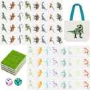 65 Tiles 30 mm Dinosaur Mahjong Block Set with Storage Bags 2 Player Mahjong Push Tile Game Pattern No DIY Required for Friend Family Game Night Party Gift