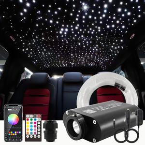 ATOKEE 16W Mixed 450pcs 9.8ft Starlight Headliner Kit, Sound Activated Fiber Optic Star Lights for Car Ceiling Decor, Controlled Via App & RF Remote